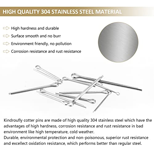 Kindroufly 360-piece 304 stainless steel cotter pins assortment kit in six sizes