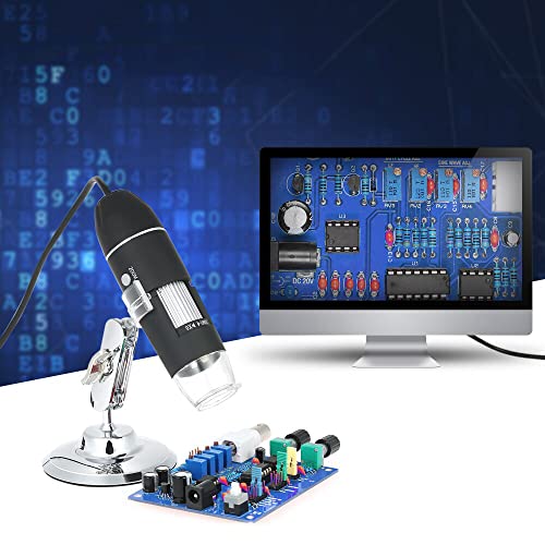 Retoo Digital Microscope Camera with 1600x Magnification Endoscope, 8 LED Lights, Compatible with Windows XP, Vista, 8,10, Android, Mini Video Camera, Digital Microscope with Metal Stand, Mini Camera