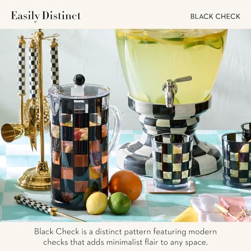 MACKENZIE-CHILDS Acrylic Wine Goblet Set, Black Check