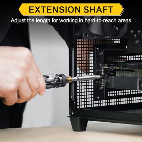 Jorest 19-in-1 multibit screwdriver in black and gold for portable home repairs