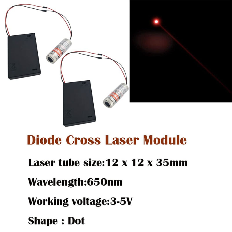 [Australia - AusPower] - CTRICALVER Pack of 2 Round Laser 650 nm Focusable Laser Module Round Laser Focus Adjustable Laser Round Red 3-5 V with Plastic Lens + 2 x AA Battery Holder 