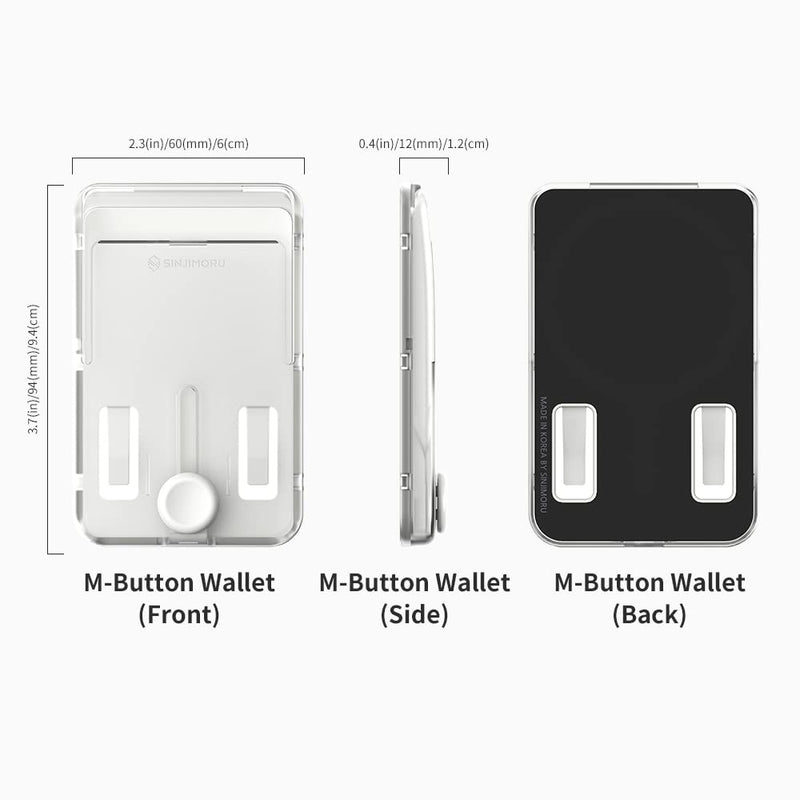 [Australia - AusPower] - Sinjimoru Magnetic Phone Pop Up Wallet for MagSafe, Magnetic Phone Credit Card Holder for Back of Cell Phone Case with Quick Access for iPhone 14 13 12 Series. M-Button Wallet Matte Clear 