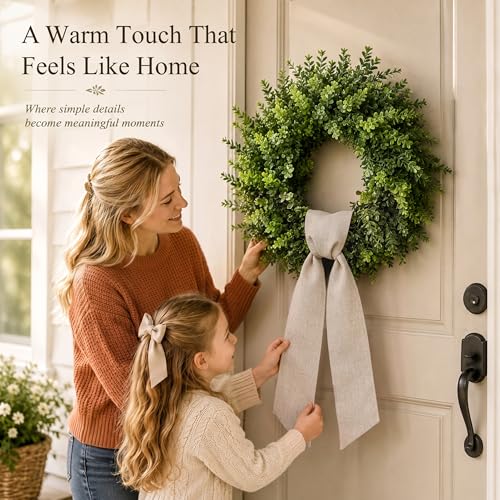8 Pcs Linen Wreath Sash for Front Door, Embroidery Blank Wreath Sashes, Burlap Sash Ribbons Accessories for Flower Bouquet Party Garlands Yard Doorway Wedding Xmas Decor, 4.9 x 57 Inches Burlap-8pcs