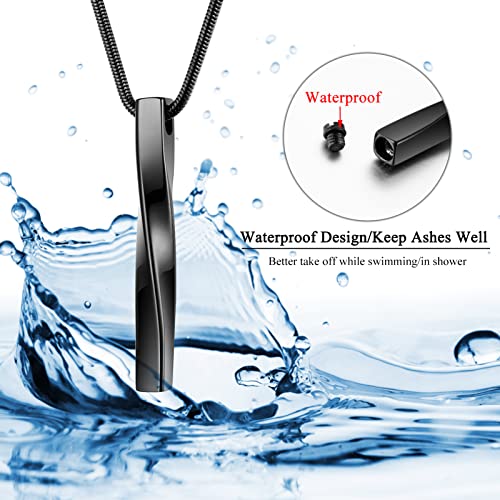 abooxiu Cremation Jewelry for Ashes Twist Ashes Necklace Urn Necklace for Ashes Cremation Necklace Stainless Steel Urn Pendant Memorial Keepsake for Women Men Black Non-engraving