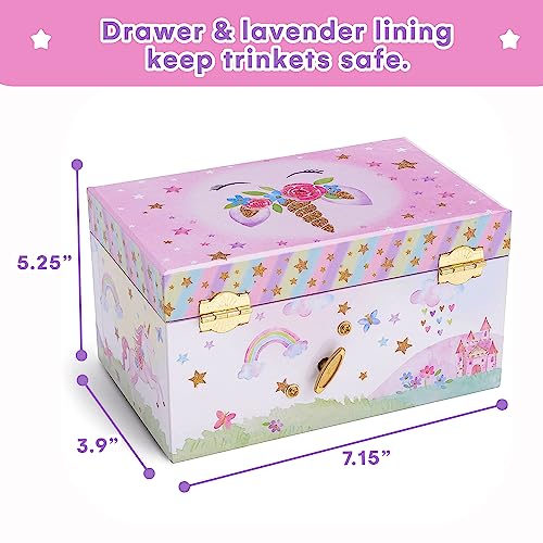 Jewelkeeper Girl's Musical Jewelry Box with Pullout Drawer - Woodland Owls Design Jewelry Storage Organizer for Kids - Twinkle Twinkle Little Star Tune - Jewelry Box for Girls Party Unicorn