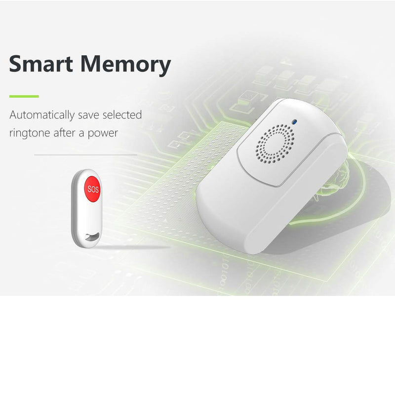 Caregiver Pager Wireless Call Button System Personal Alert Panic Button for Home Elderly Nurses Calling System with Portable Receiver and Emergency Button