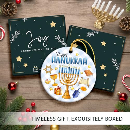 Hanukkah Gifts 2025, Meaningful Spiritual Jewish Gifts for Women, Men, Double Sided Christmas Ornament for Hanukkah Decorations Tree, Gift for Jewish Men Friends, Neighbors, Mom, Dad