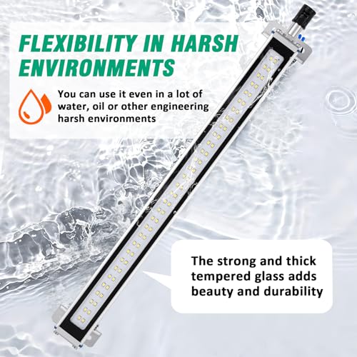 Yjingrui Machine Light LED 422 mm 14 W IP68 115° Adjustable 230 V | With sliding bracket, high-brightness CNC machine work light, for CNC interior lighting, industrial and workshop lighting