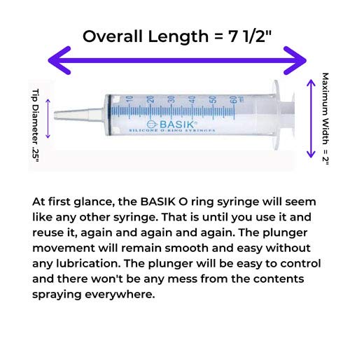 [Australia - AusPower] - Basik Silicone O Ring Syringes 60cc Catheter Tip Oral Syringe Reusable Budget 2 Pack 