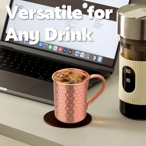 100% Pure Copper Mugs Set of 2,Moscow Mule Mugs with Handle 14oz 2 count