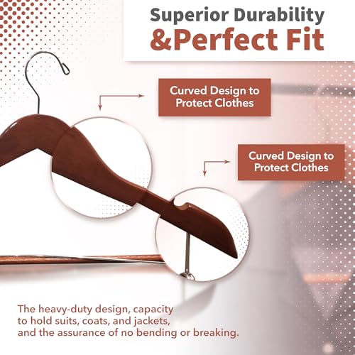 DEILSY™ Suit Hangers for Men 5 Pack Brown Wooden Coat Hangers for Closet