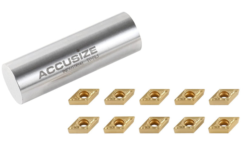 [Australia - AusPower] - Accusize Industrial Tools Dcmt21.51 Tin Coated Carbide Inserts, 10 Pcs/Box, 2104-1010 