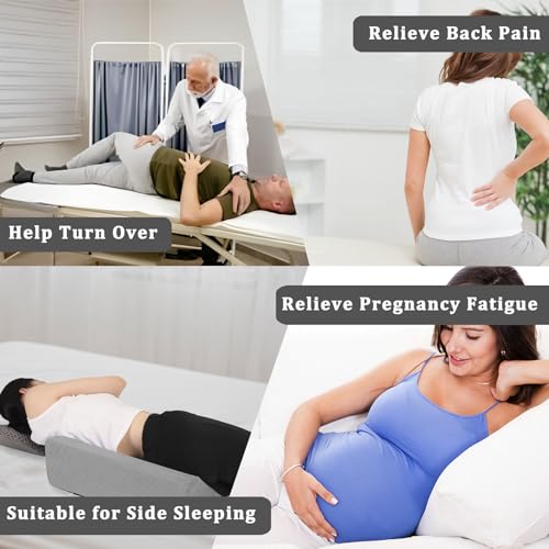 Bed Wedge Pillow for Side Sleeping Sponge Filled Body Positioning Light Gray