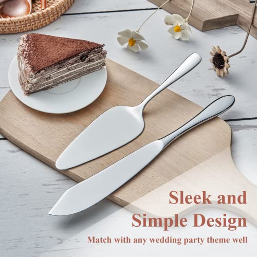 Cake Cutting Set for Wedding, Cake Knife and Server Set, Classic Design 18/10 Stainless Steel Pie Cakes Serving of 2 Piece, Dishwasher Safe Silver Non-Custom