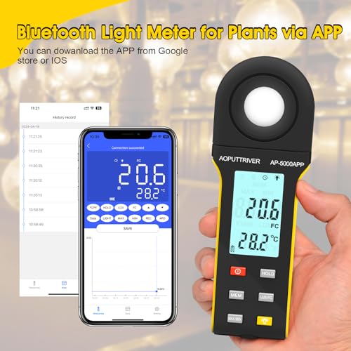 Light Meter 0.1-400,000 Lux Candles Meter with Bluetooth 90°/270°Rotating