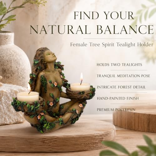 Balance of Nature Tree Spirit Double Tealight Holder 19cm, Brown