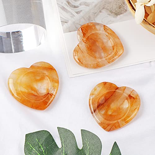 Citrine Heart Worry Stone Citrine Crystals Heart Shaped Thumb Stone Palm Love Citrine Gemstone Stones with Gifts Box 1.7” Yellow Citrine