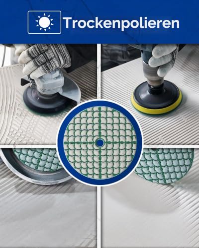 SHDIATOOL Diamond Sanding Pads 50-8 Pieces Dry Polishing Discs 100 mm for Granite Marble Quartz Artificial Stone Suitable for Angle Grinders G50