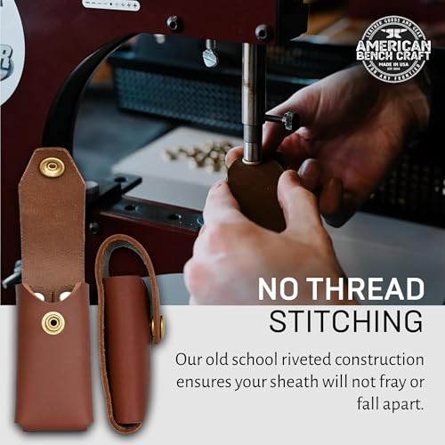 American Bench Craft brown riveted leather multi tool case sheath for Leatherman MUT