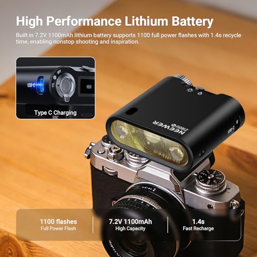 NEEWER Z160U-N Camera Flash Speedlite Compatible with Nikon, Compatible with Godox, 18Ws GN14 6000K TTL 1/8000 HSS On Camera Flash Light with USB C 1100mAh Battery 1.4s Recycle 1100 Full Power Flashes
