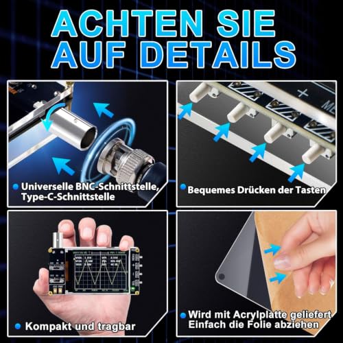 Treedix Handheld Digital Mini Oscilloscope Kit with 3 Trigger Modes | 2.4 inch LCD screen, 24MSa/s high sampling rate, 200 kHz bandwidth, X10/X5/X1 sensitivity, GND/AC/DC coupling method