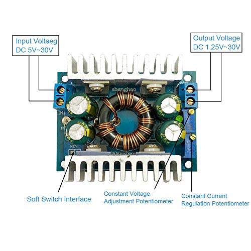 Power Supply Module, DC-DC 8A Buck Boost Power Module 5V-30V to 1.25V-30V Adjustable Charging Converter