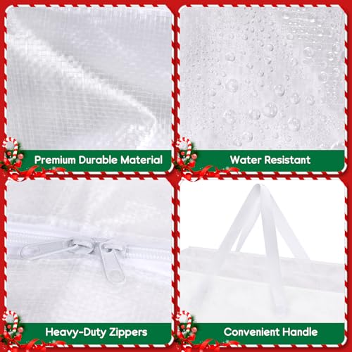 4PCS Christmas Wreath Storage Container, 25" Large Moving Bags Garland Container Clear Storage Bags with Handles Zippers Clear Christmas Storage Bags for Xmas Seasonal Holiday Wreath Storage Wrapping 4pcs clear