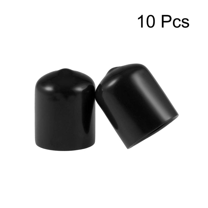 [Australia - AusPower] - uxcell 10pcs Rubber End Caps 18mm ID Vinyl Round End Cap Cover Screw Thread Protectors Black 