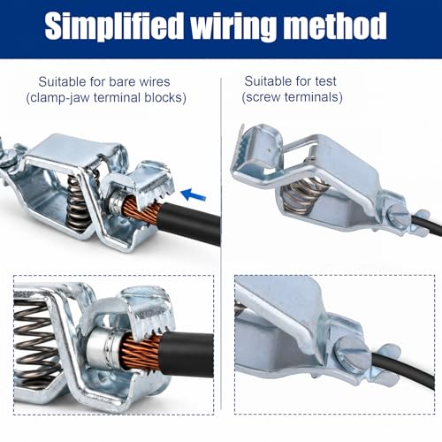 4pcs Heavy Duty Steel Alligator Clips, BU-24APN 25A Battery Clamps with Strong Spring Force and Screw Terminals for Automotive and Electrical Testing