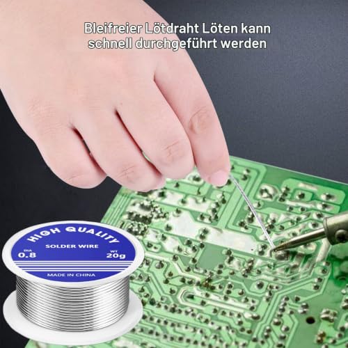 Solder (Solder Wire), 0.8mm Solder Lead Free Sn99.3 Cu0.7 Solder with Rosin Core Flux for Repair and DIY of Electronic Electrical Soldering Components (20G) 20g
