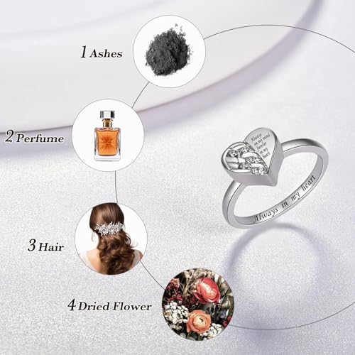 Heart Angel Wing Urn Rings for Ashes Cremation Jewelry for Women Gift 9