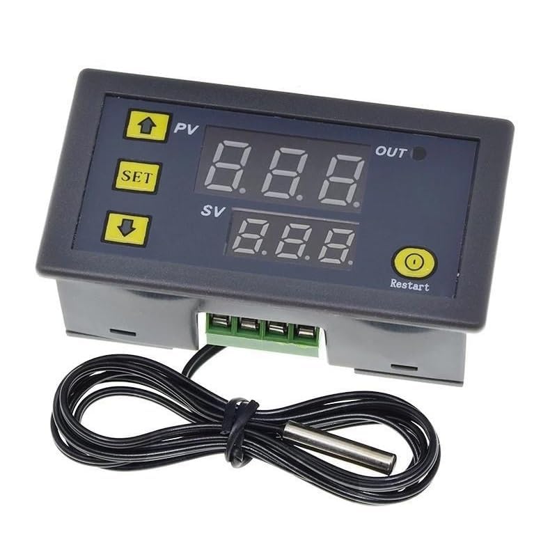 [Australia - AusPower] - Taikuwu W3230 Digital Thermostat 12 V 20 A with LED Display -50 °C to 110 °C, Temperature Controller with Temperature Sensor, High Temperature Alarm for Fridge/Freezer/Heating (1 m Cable) 