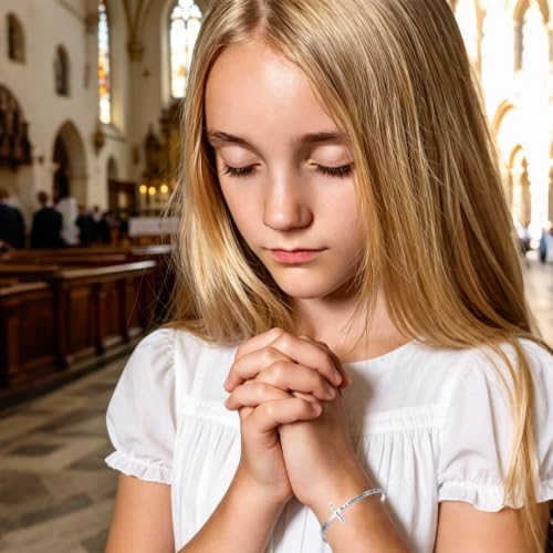 M MOOHAM Silver Cross Bracelet, Christian Gifts for Women "She is clothed with strength and dignity and laughs without fear of the future