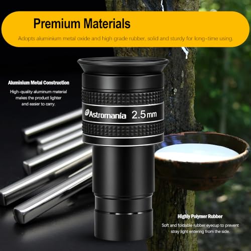 Astromania Telescope Eyepiece 2.5mm Wide Angle 58° Planetary Eyepiece 1.25"