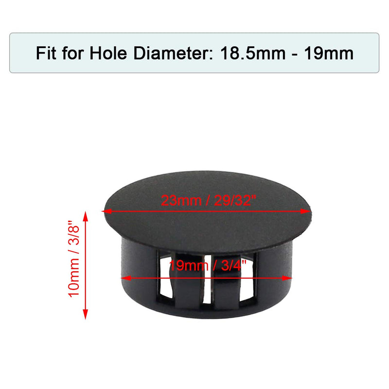 [Australia - AusPower] - 30PCS 19mm (3/4") Black Hole Plugs Plastic Flush Type Hole Plugs Snap in Locking Hole Tube, Furniture Fencing Post Pipe Insert End Caps (Black) 19mm (3/4") 