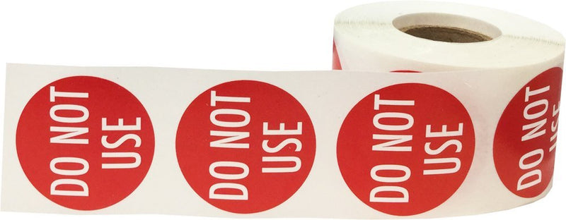 Red with White DO NOT USE Stickers 1.5 Inch Round Circle Dots 500 Adhesive Labels On A Roll for Safety Warnings Inventory Control Quality Hold Notices and Equipment Tagging Made in the USA