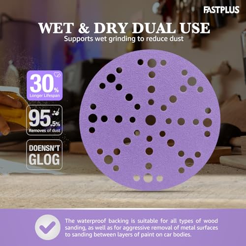 FASTPLUS 6-inch 800-grit ceramic sanding disc with 49 holes and hook-and-loop backing