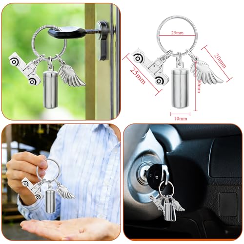 Gredstar Cremation Urn Keychain for Ashes, Cylinder Memorial Keepsake Silver
