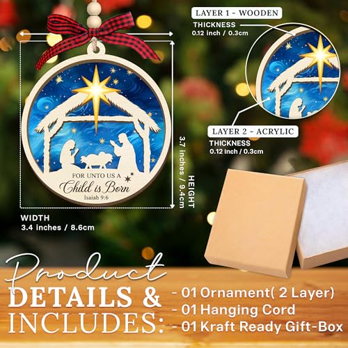 HEXMOZ Nativity Scene Ornaments - Catholic Religious Gifts for Women, Men Nativity Scene 1