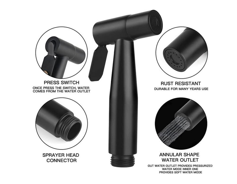 Handheld Bidet Sprayer for Toilet,Bathroom Spray with G1/2,Black | Suitable for personal hygiene cleaning, bathroom cleaning, pet bathing, mop cleaning, etc. Black