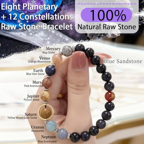 Zodiac Bracelet for Women Men 12 Constellations with Healing Crystals Spiritual Jewelry Birthday Gift for Horoscope Lovers Bracelet Gift Pisces Medium