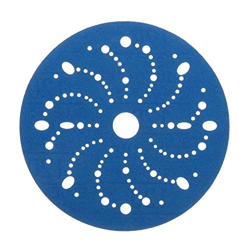 3M Hookit Blue 321U abrasive disc, 6-inch 120+ grade, multi-hole hook-and-loop sanding disc