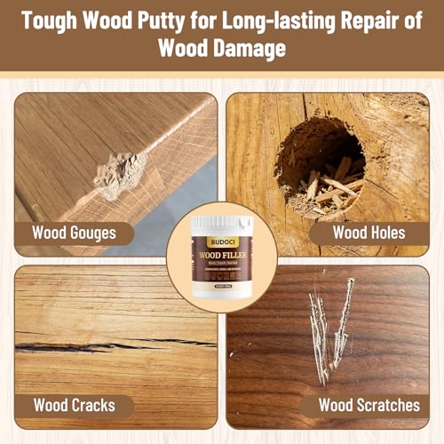 BUDOCI white wood filler, 10.58 oz sandable and paintable wood putty container