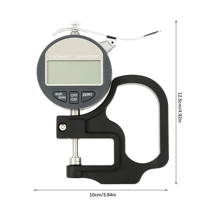 [Australia - AusPower] - HEITIGN 16 * 12 * 5 Micrometer Measuring Tool Leather Thickness Digital Display Paper Leather Cloth Thickness Measuring Tool Range 0‑12.7mm 0.01mm 