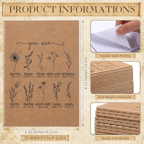 Humyoun 30 Pcs Christian Gifts Bulk Mini Christian Wildflower Notebook