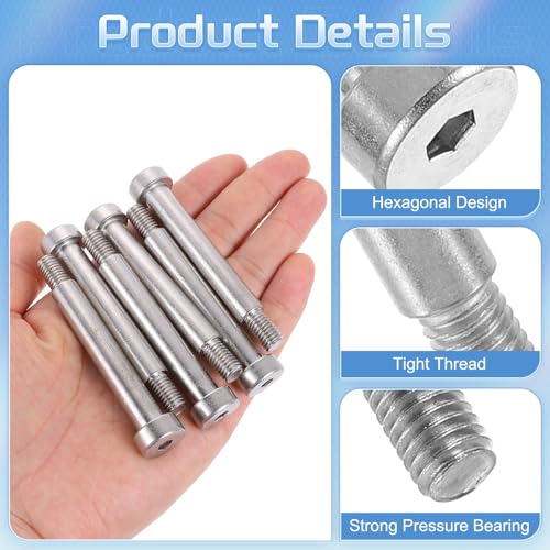 uxcell M8 304 stainless steel shoulder screws, 60mm diameter and length, 6-piece set