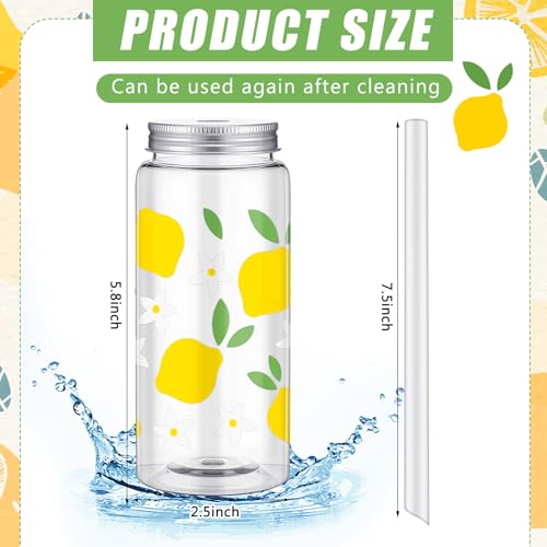 SiliFine 24 Pcs Lemon Party Favors Lemonade Cups with Lids and Straws