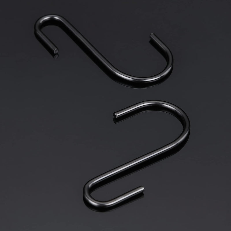 [Australia - AusPower] - 10 Pack Black S Hooks for Hanging Plants, Metal Hooks for Hanging, Small S Hooks for Hanging Heavy Duty, Durable S Shaped Kitchen Hooks for Kitchenware, Pots, Utensils, Clothes, Bags, Towels & Plants 10 Pack 