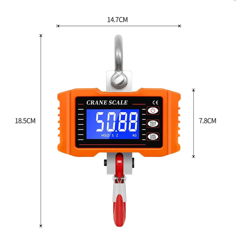 [Australia - AusPower] - Hanging Scales with Remote Control 1000 kg 2200 lbs, Digital Hanging Scales Electronic Crane Scales with Accurate Reload Spring Sensor & LCD Display, Mini Portable Scales with Hooks for Farm, Factory, 