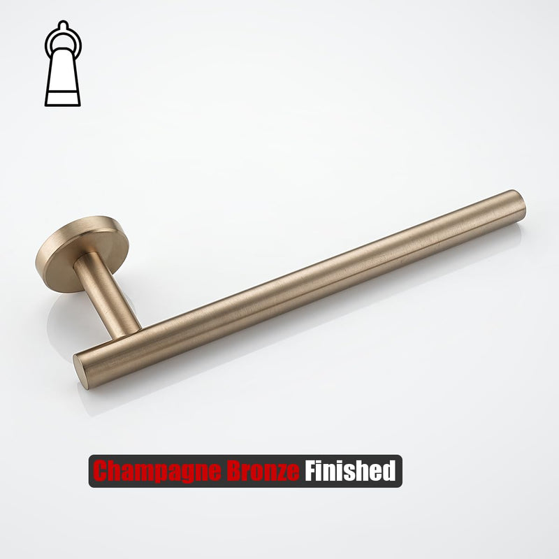 JQK 10 Inch Hand Towel Holder Towel Ring Champagne Bronze, Thicken 0.8mm 304 Stainless Steel Bathroom Hand Towel Bar, 9 Inch Useable Length Wall Mount Towel Rack, THH110L9-CB